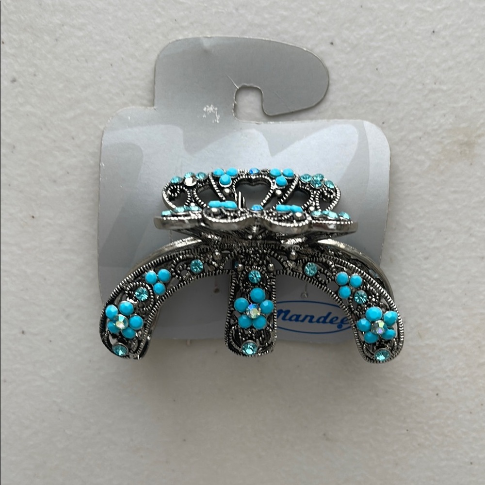 Mandee Silver and Turquoise Hair Clip